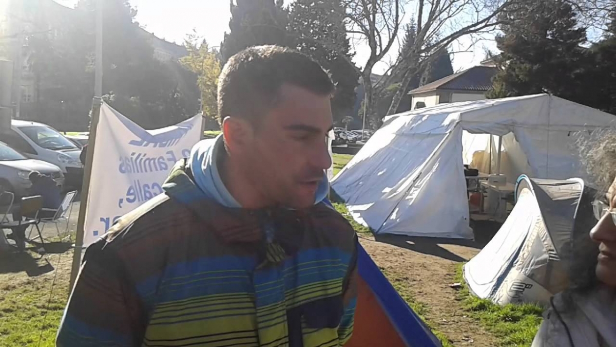 ACERGA fishing skipper Marcos Alfeirán during the protest camp in late 2015, NOS Television 