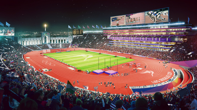 The L.A. Coliseum will host the Olympics for a third time in 2024, after also being home to the 1932 and 1984 games (Photo: LA2024).