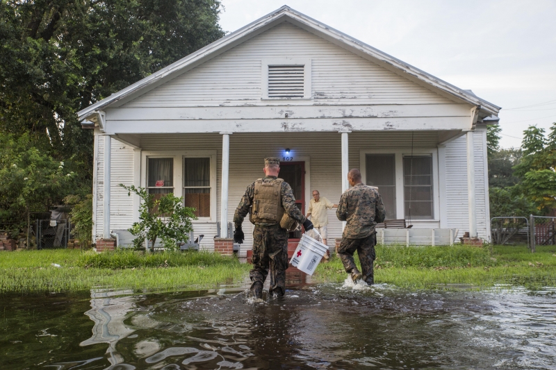 After Harvey, many residents lacked access to critical services like clean water and medication.  (DoD)