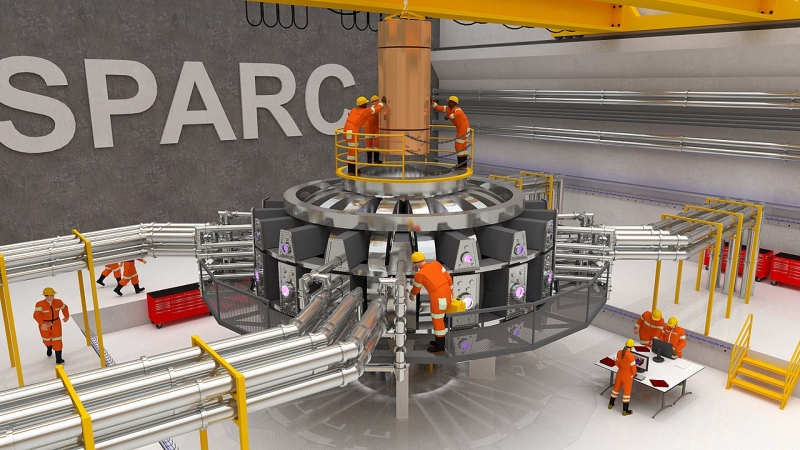 Visualization of the proposed SPARC tokamak experiment. Using high-field magnets built with newly available, high-temperature superconductor, this experiment would be the first controlled fusion plasma to produce net energy output. (Credit: Ken Filar, PSFC Research Affiliate)