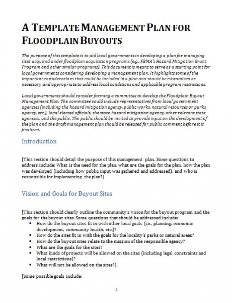 Template Management Plan