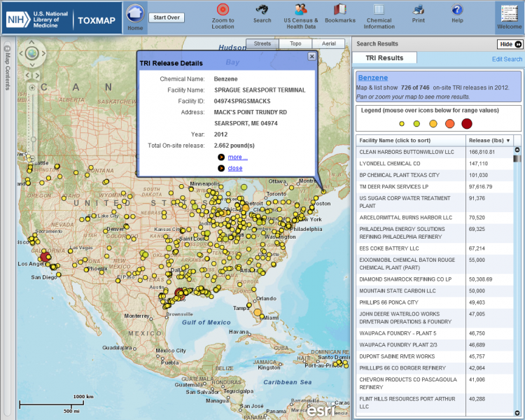 NIH Toxmap screenshot