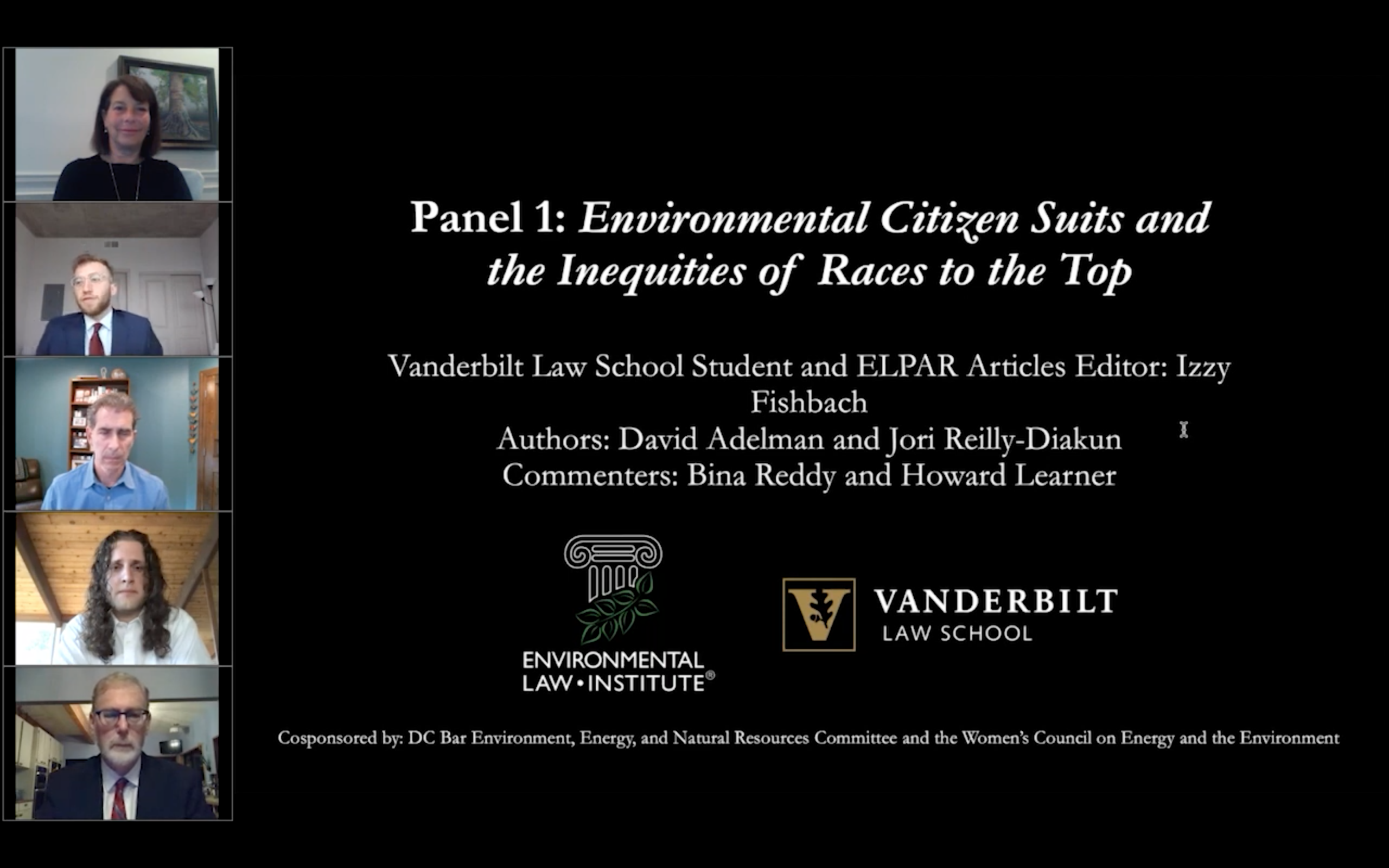 Screenshot of panel one title page and panelists