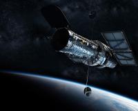 Hubble telescope orbiting Earth