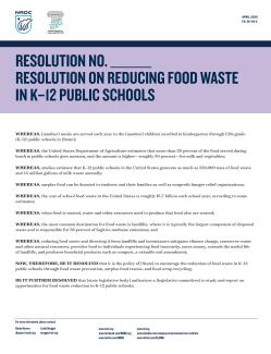 Model Resolution on Reducing Food Waste in K–12 Public Schools