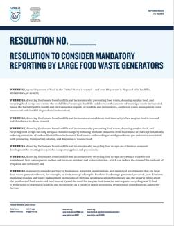 Model Resolution to Consider Mandatory Reporting by Large Food Waste Generators