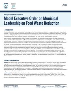 Model Executive Order on Municipal Leadership on Food Waste Reduction: Background Memorandum