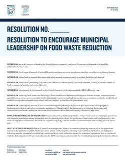 Model Resolution to Encourage Municipal Leadership on Food Waste Reduction