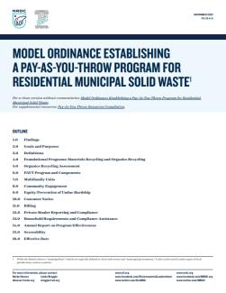 Model Ordinance Establishing a Pay-As-You-Throw Program for Residential Municipal Solid Waste