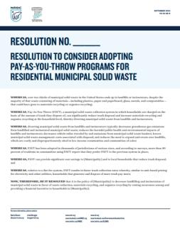 Model Resolution to Consider Adopting Pay-As-You-Throw Programs for Residential Municipal Solid Waste