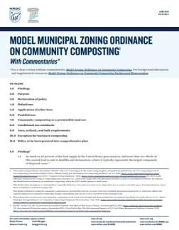 Model Municipal Zoning Ordinance on Community Composting: With Commentaries
