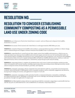 Model Resolution to Consider Establishing Community Composting as a Permissible Land Use Under Zoning Code