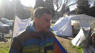 ACERGA fishing skipper Marcos Alfeirán during the protest camp in late 2015, NOS