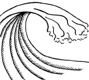 drawing of a wave crashing