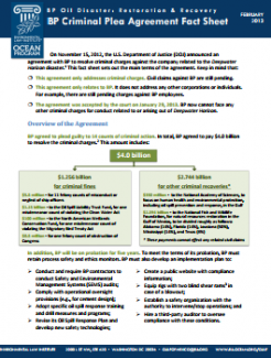 BP Criminal Plea Agreement Fact Sheet