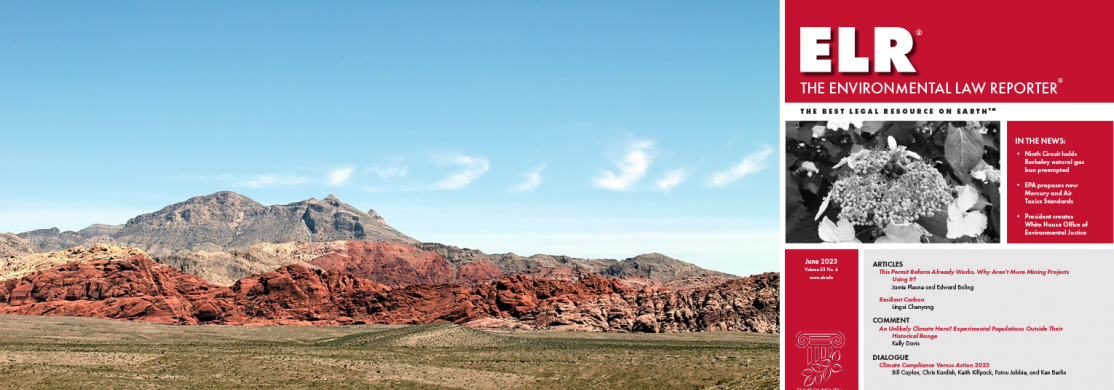 Image of a mountain with information about the Environmental Law Reporter.