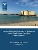 Report cover with a Bahamas beach scene and title: Advancing Fisheries Management in The Bahamas: Workshop Report.