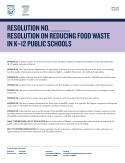 Model Resolution on Reducing Food Waste in K–12 Public Schools